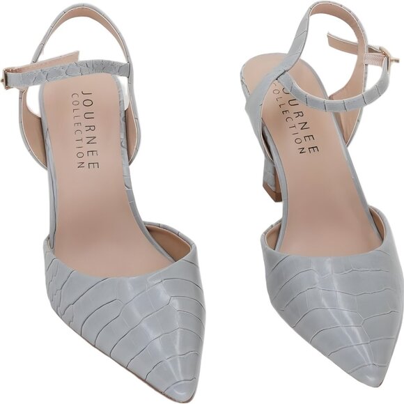 Journee Collection Nixey Slingback Pointed Toe Pumps Gray Women US 7M - Picture 1 of 6